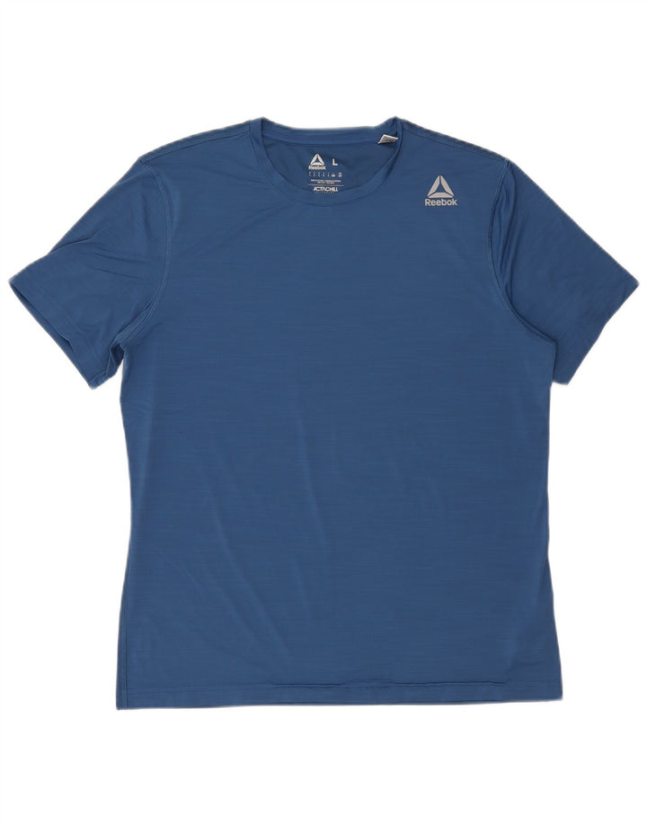 Reebok Mens T-Shirt Top Large Blue Polyester