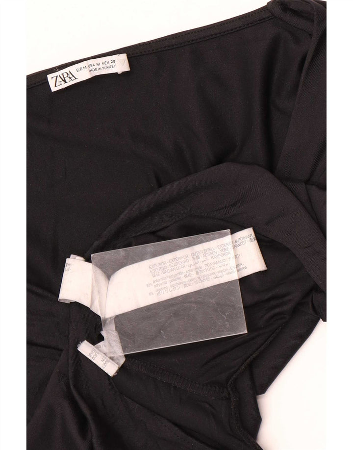 Zara Womens Bodysuit UK 12 Medium Black Polyamide