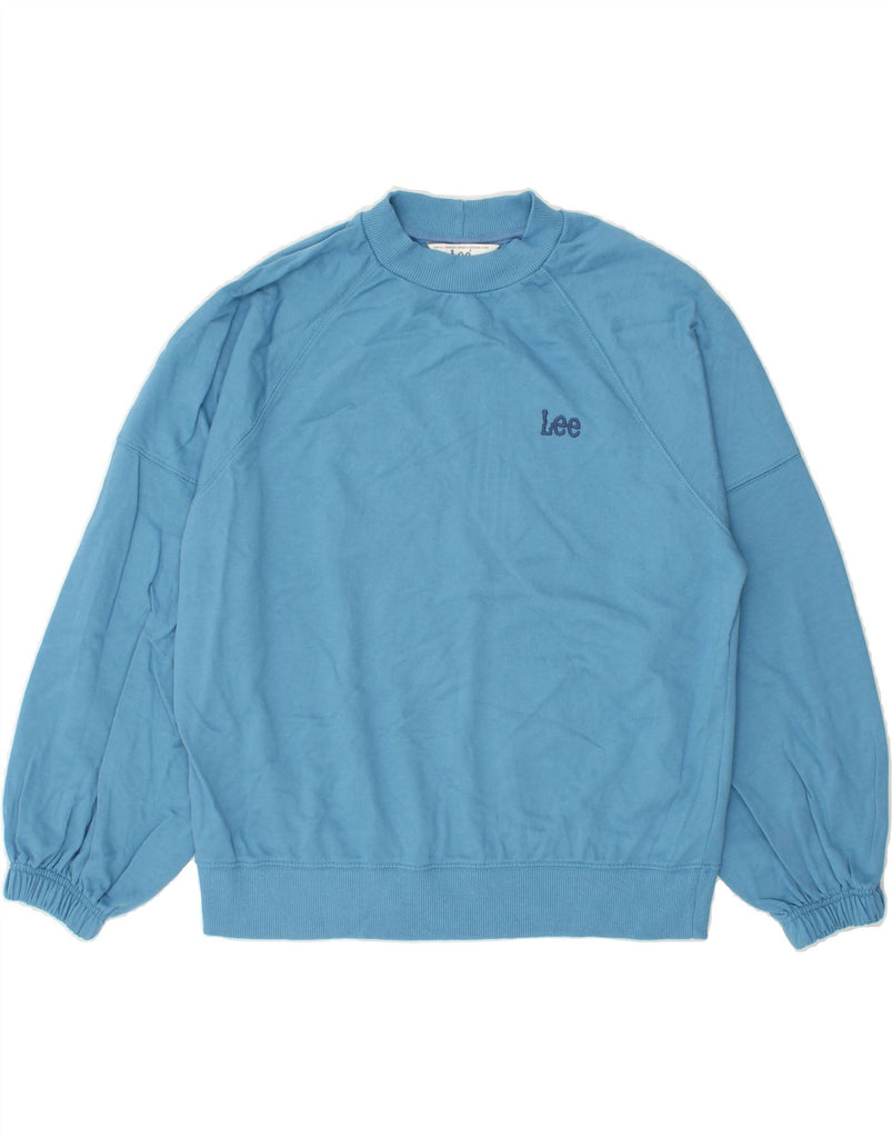 LEE Womens Oversized Sweatshirt Jumper UK 10 Small Blue Cotton | Vintage Lee | Thrift | Second-Hand Lee | Used Clothing | Messina Hembry 