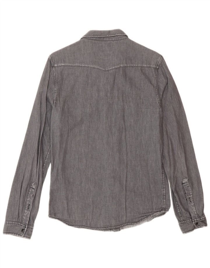 Lee Mens Western Denim Shirt Small Grey Cotton