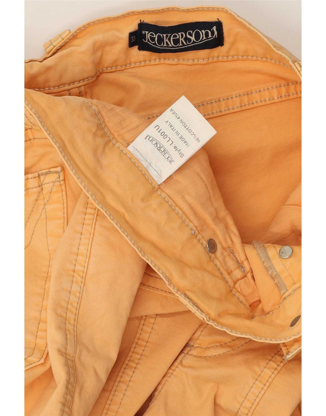 Jeckerson Mens Straight Jeans W33 L33 Orange Cotton