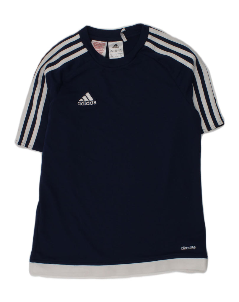 ADIDAS Boys Climalite T-Shirt Top 11-12 Years Navy Blue Polyester | Vintage Adidas | Thrift | Second-Hand Adidas | Used Clothing | Messina Hembry 