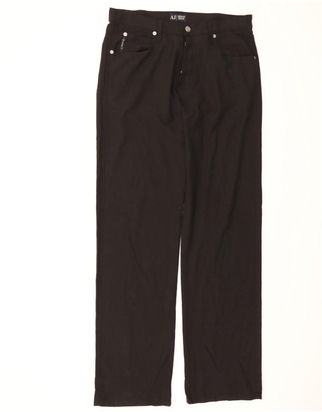 ARMANI Womens Straight Casual Trousers W34 L34 Black Polyester Vintage Armani and Second-Hand Armani from Messina Hembry 