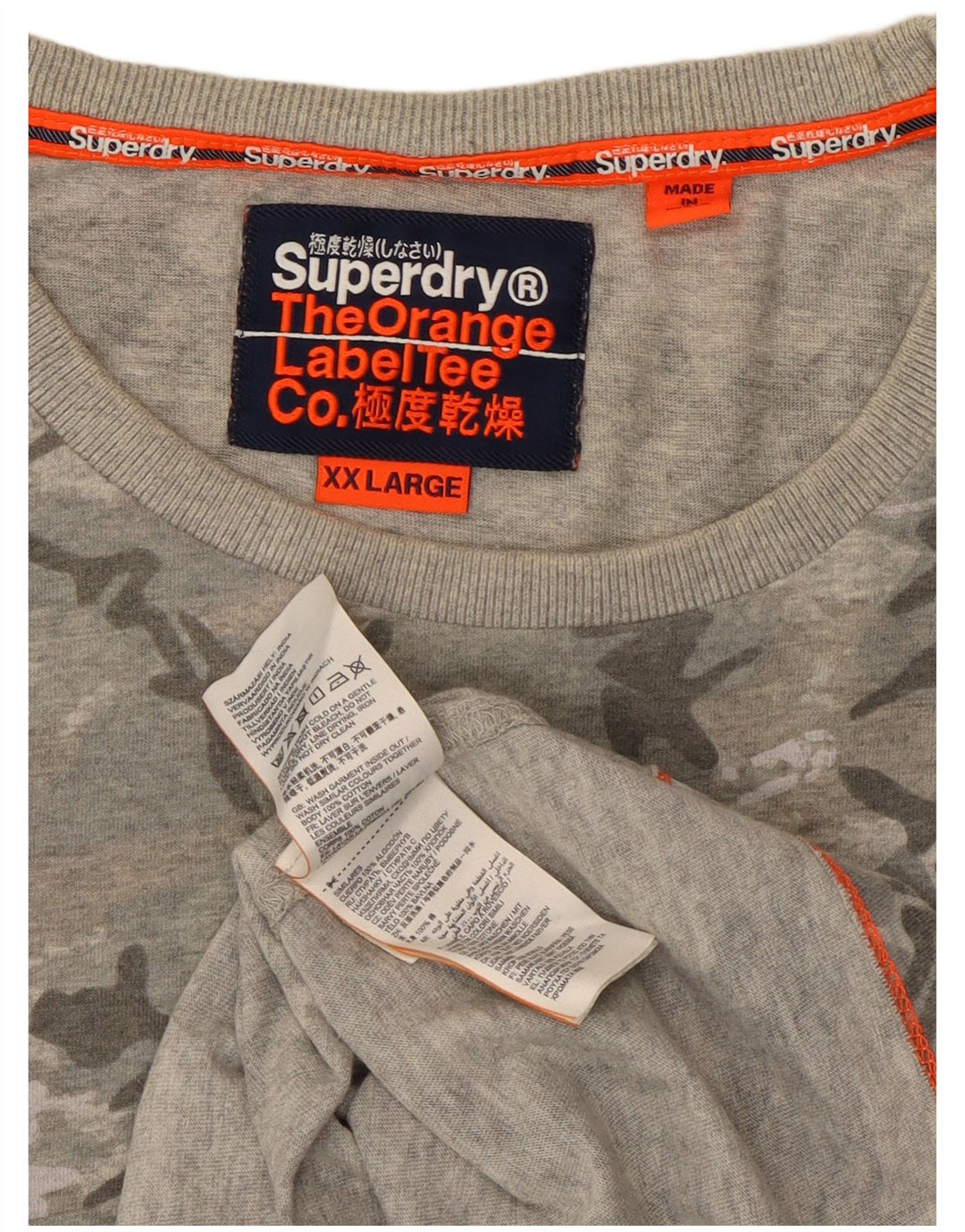 SUPERDRY Mens T-Shirt Top 2XL Grey Camouflage Cotton Vintage Superdry and Second-Hand Superdry from Messina Hembry 
