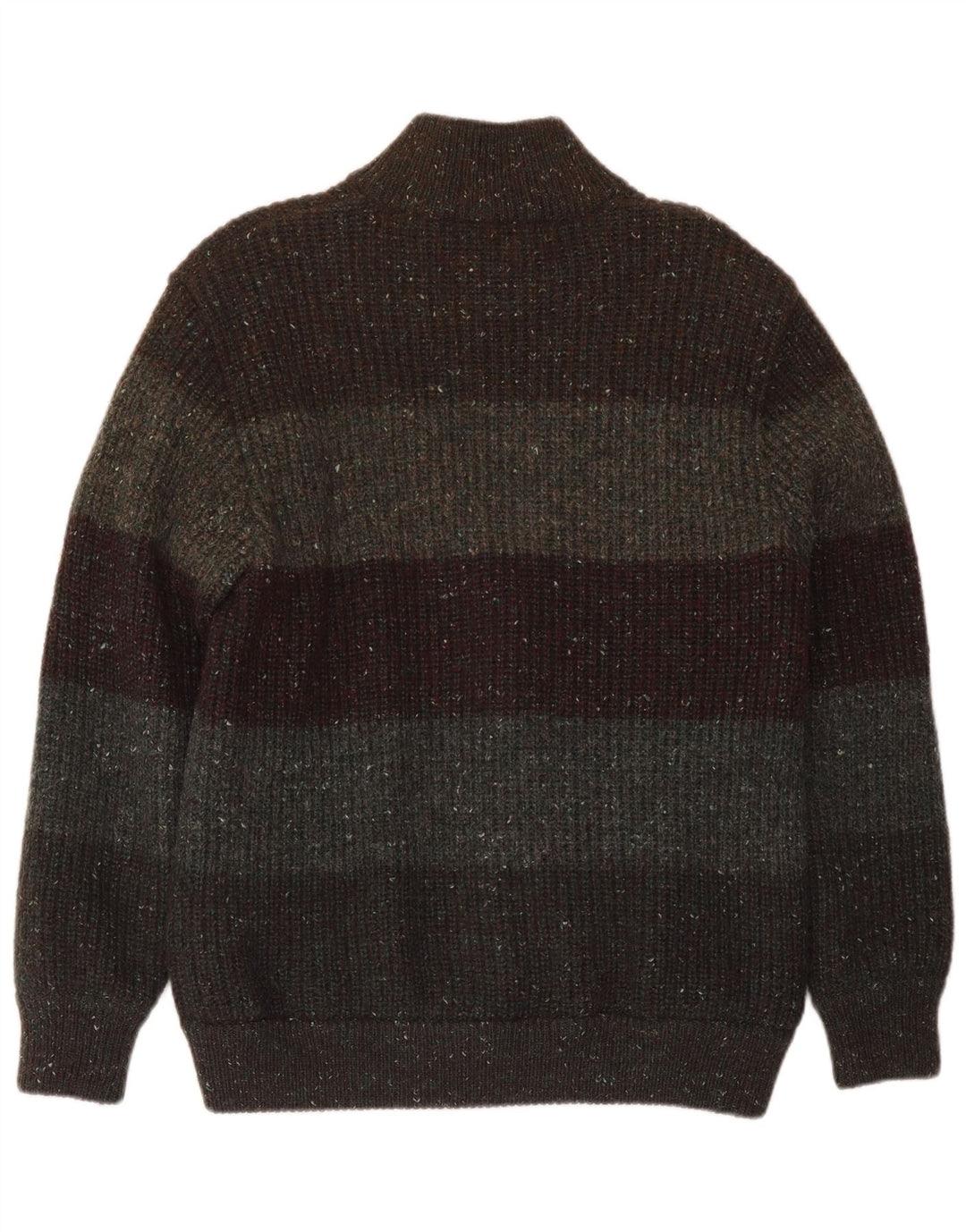 Peter Brown Mens Cardigan Sweater Medium Khaki Striped Wool