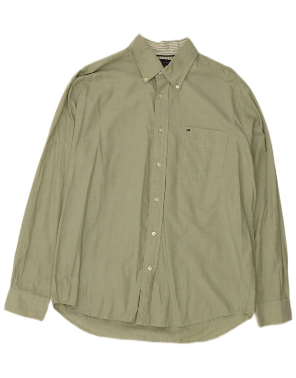 Tommy Hilfiger Mens Shirt Medium Green Cotton