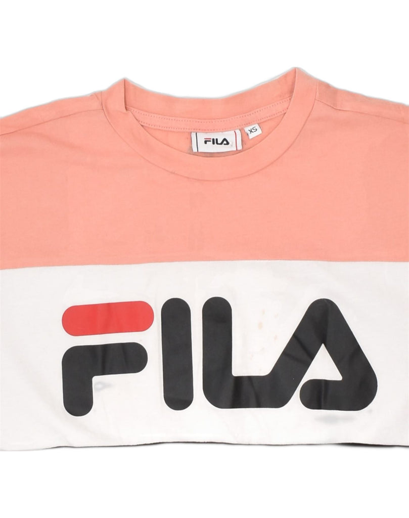 FILA Womens Oversized Graphic T-Shirt Top UK 6 XS Multicoloured | Vintage | Thrift | Second-Hand | Used Clothing | Messina Hembry 