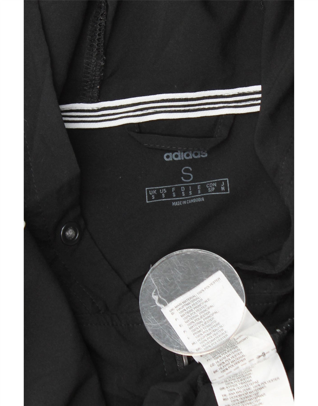 ADIDAS Mens Hooded Tracksuit Top Jacket Small Black Polyester
