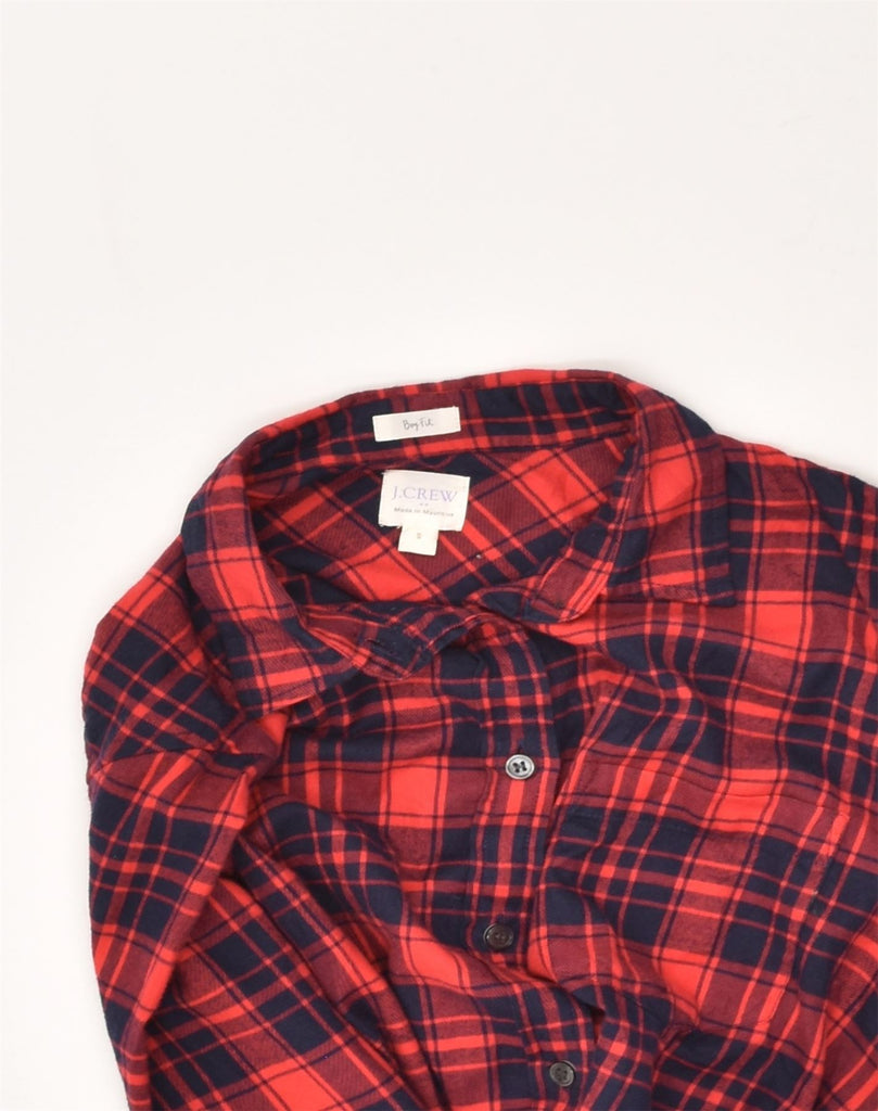 J. CREW Womens Boy Fit Shirt UK 10 Small Red Check Cotton | Vintage J. Crew | Thrift | Second-Hand J. Crew | Used Clothing | Messina Hembry 