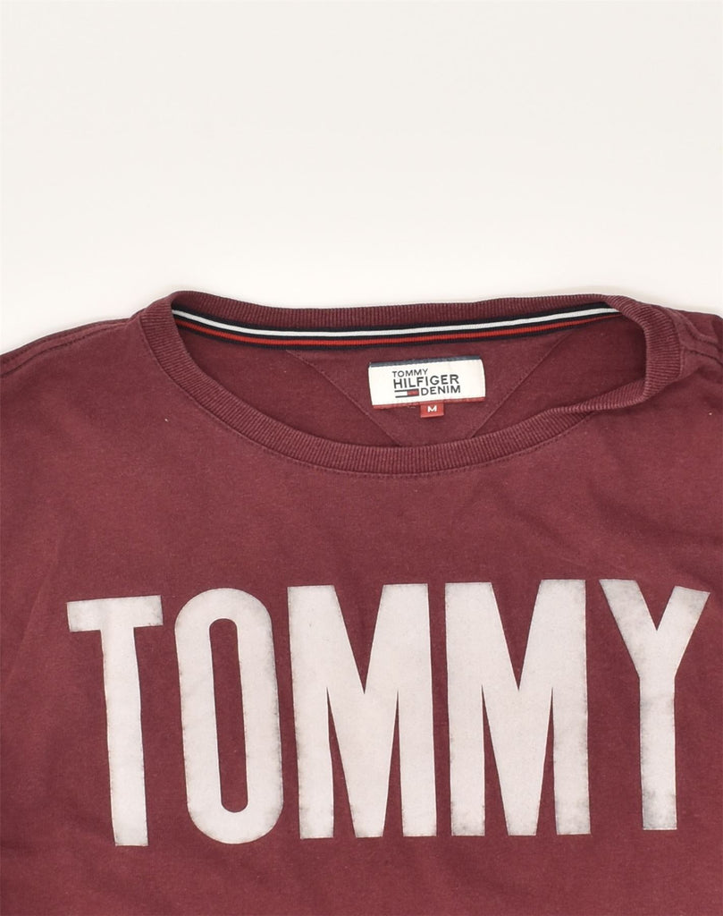 TOMMY HILFIGER Mens Graphic T-Shirt Top Small Burgundy Cotton | Vintage Tommy Hilfiger | Thrift | Second-Hand Tommy Hilfiger | Used Clothing | Messina Hembry 