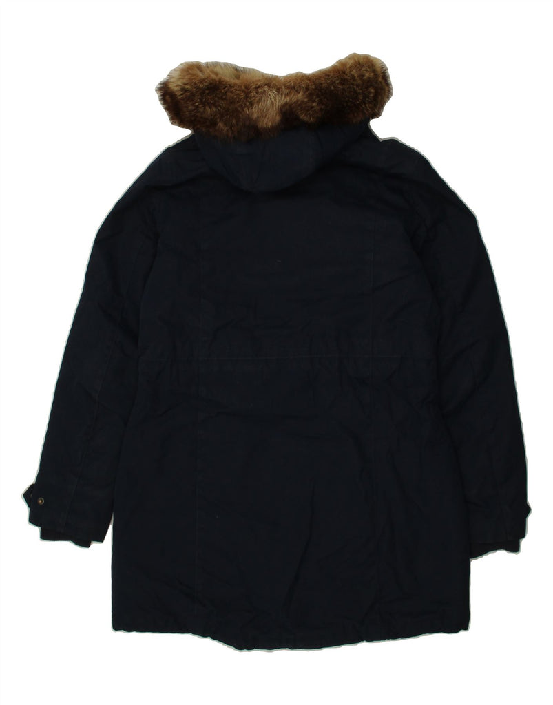 O'NEILL Womens Hooded Parka Jacket UK 16 Large Navy Blue Polyester Vintage O'Neill and Second-Hand O'Neill from Messina Hembry 