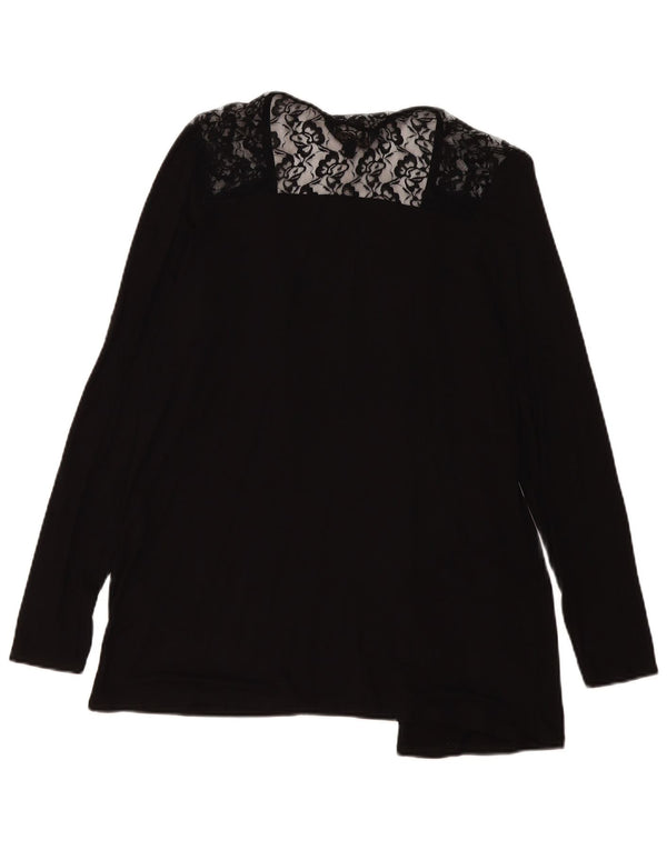 Lipsy Womens Open Cardigan Sweater UK 14 Medium Black Floral Viscose