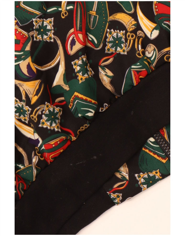 EASTEX Womens Oversized Graphic Bomber Jacket UK 14 Large  Black Polyester