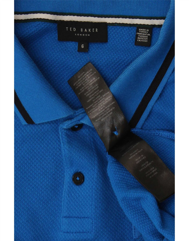Ted Baker Mens Polo Shirt Size 6 2XL Blue Cotton