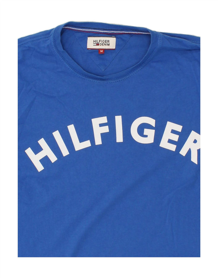 TOMMY HILFIGER Mens Graphic T-Shirt Top Medium Blue Cotton
