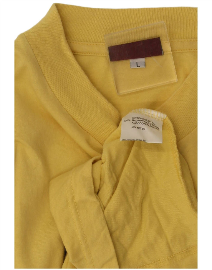 Stefanel Mens Graphic T-Shirt Top Large Yellow Cotton