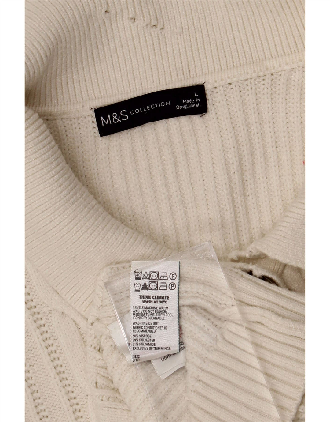 Marks & Spencer Womens Cardigan Sweater UK 16 Large White Viscose