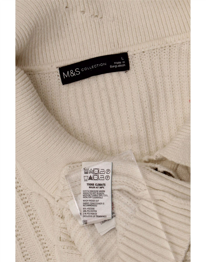 Marks & Spencer Womens Cardigan Sweater UK 16 Large White Viscose