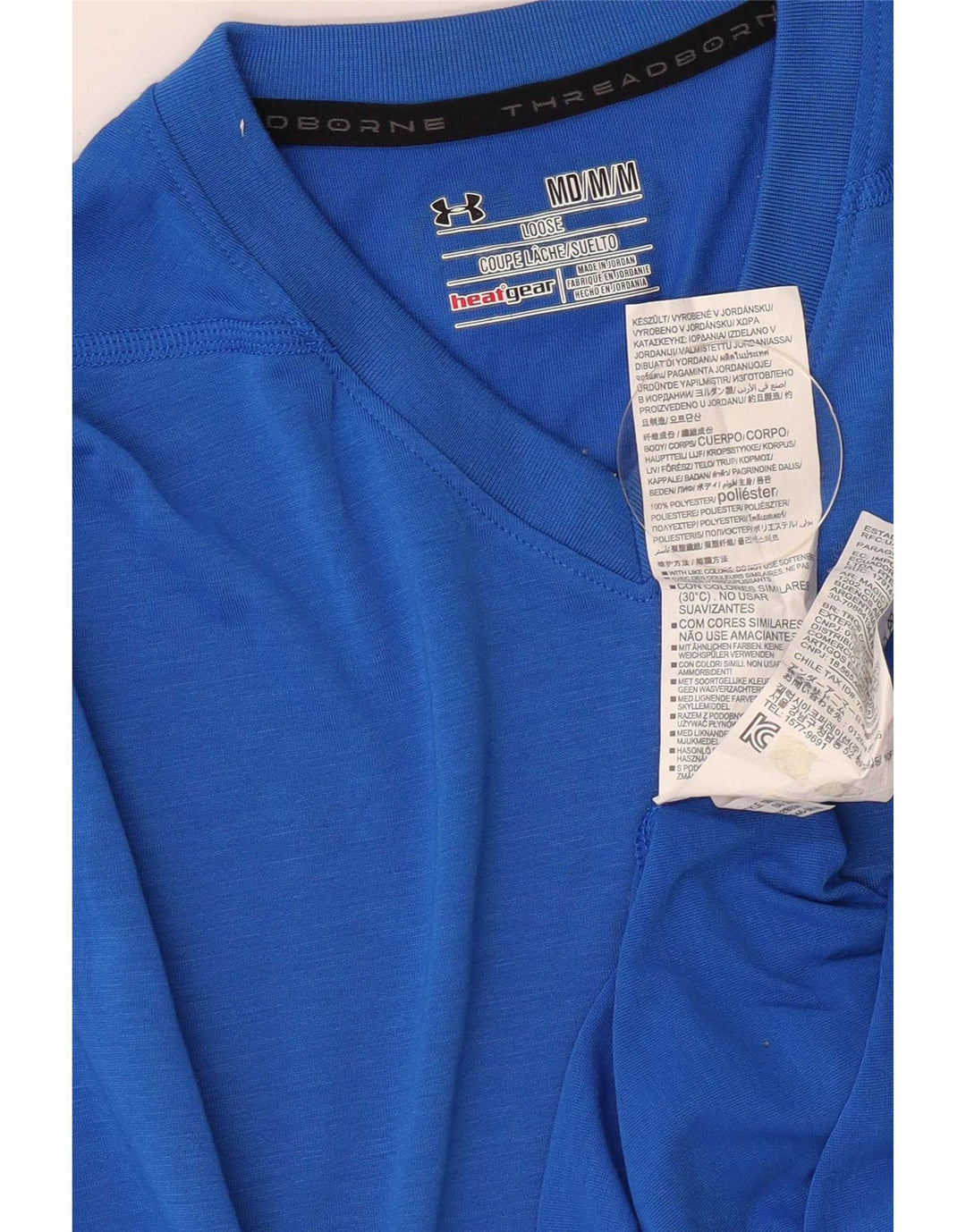 Under Armour Mens Heat Gear T-Shirt Top Medium Blue Polyester