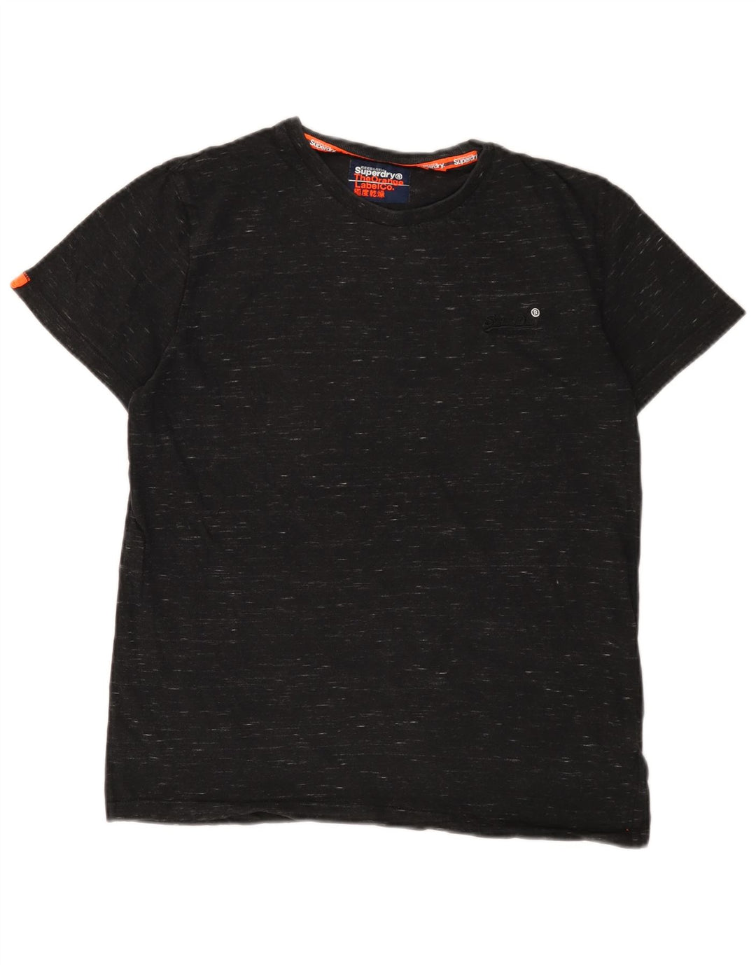 SUPERDRY Mens T-Shirt Top Medium Black Flecked Cotton