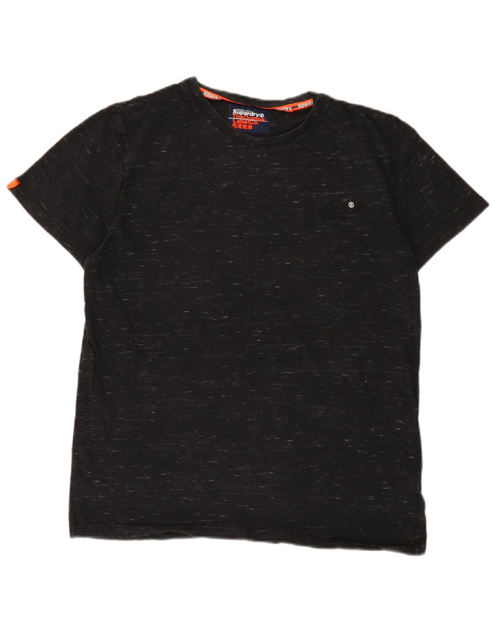 SUPERDRY Mens T-Shirt Top Medium Black Flecked Cotton