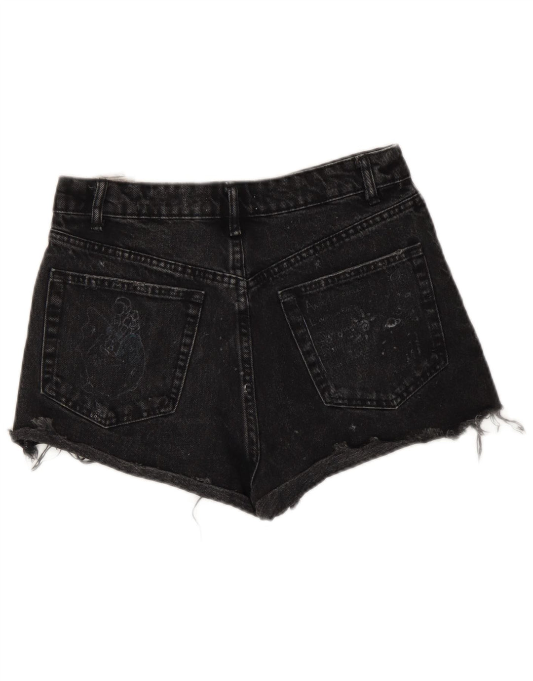 Zara Womens Distressed Denim Shorts EU 36 XS W26  Black
