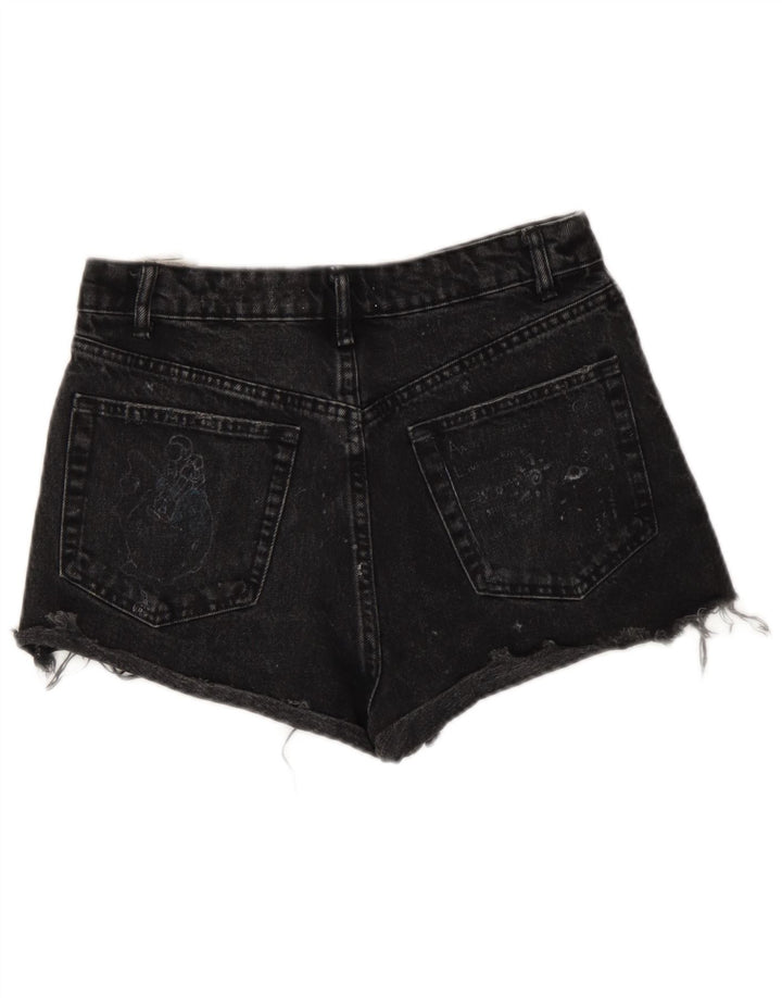 Zara Womens Distressed Denim Shorts EU 36 XS W26  Black