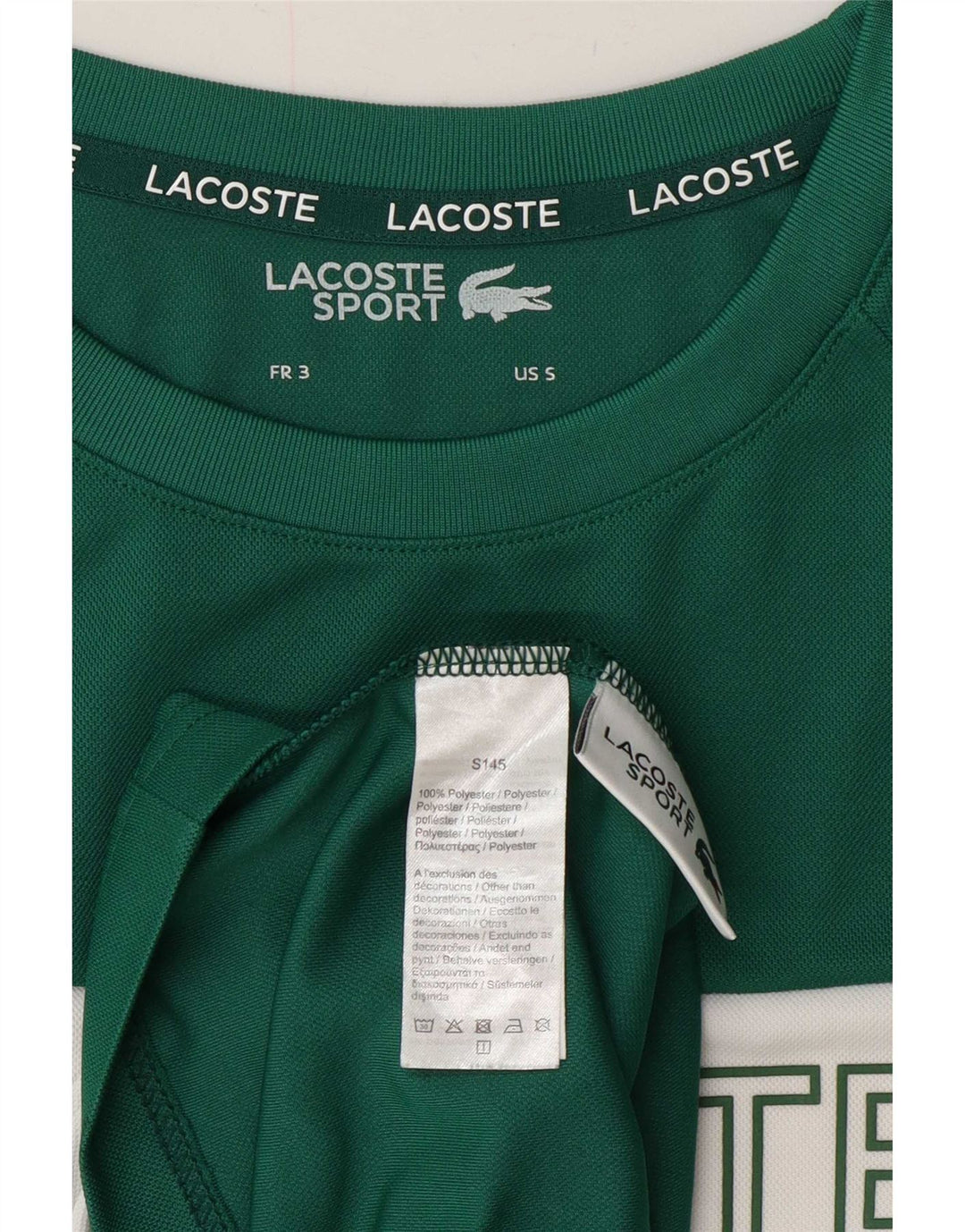 Lacoste Mens Graphic T-Shirt Top Size 3 Small Green Colourblock Polyester