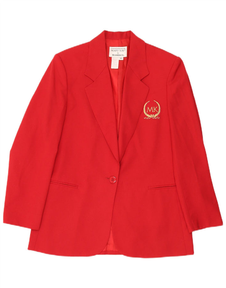 Mary Kay Womens Oversized Longline 1 Button Blazer Jacket US 8 Small Red