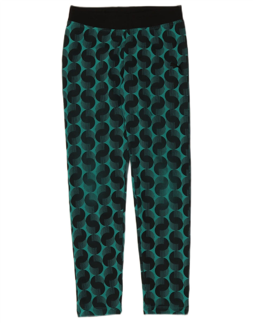 Puma Girls Leggings 9-10 Years Medium Green Geometric Polyester