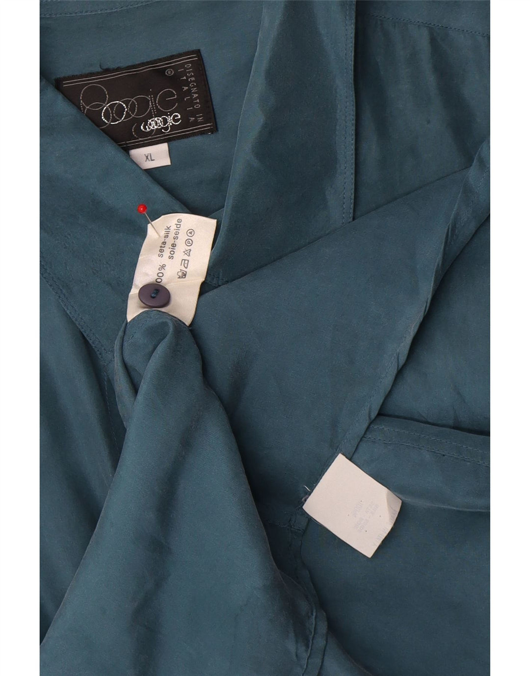 BOOGIE Mens Shirt XL Blue Silk