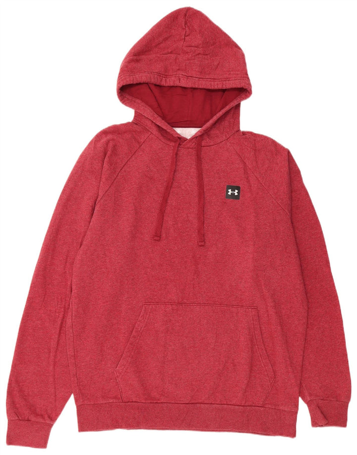 UNDER ARMOUR Mens Hoodie Jumper Medium Red Cotton