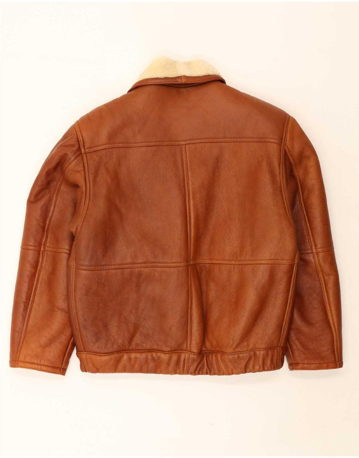 Vintage Mens Shearling Jacket UK 40 Large Brown Shearling