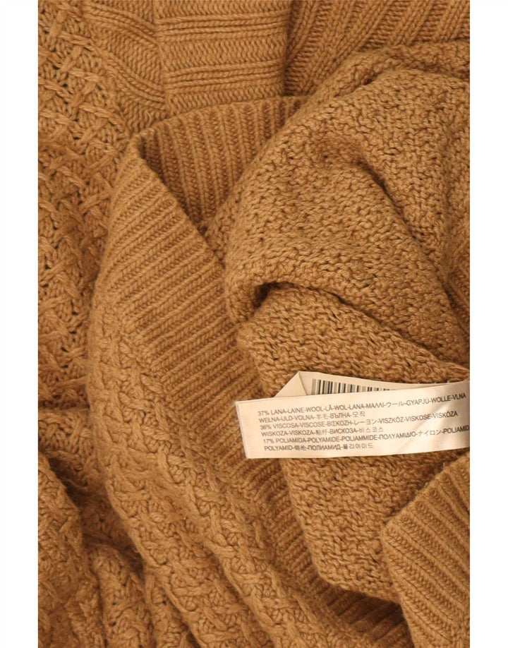 Massimo Dutti Womens Poncho Jumper UK 10 Small Beige Wool
