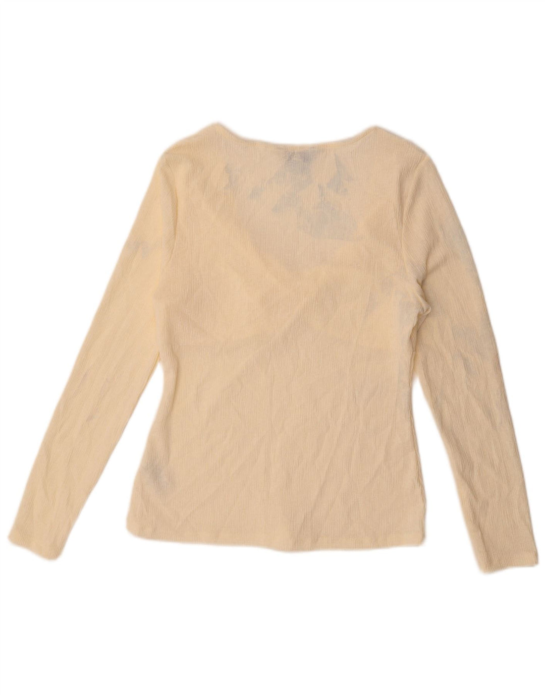 Marks & Spencer Womens Long Sleeve Blouse Top UK 14 Medium Beige Polyester