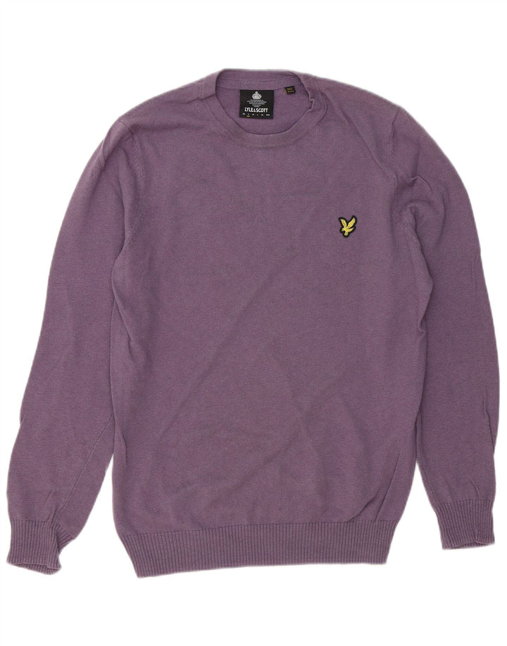 LYLE & SCOTT Mens Crew Neck Jumper Sweater Small Purple Cotton
