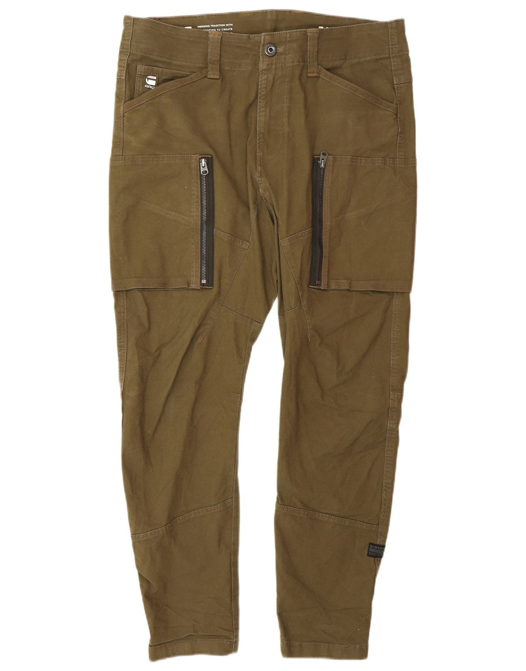 G-STAR Mens Slim Cargo Trousers W34 L32 Khaki Cotton