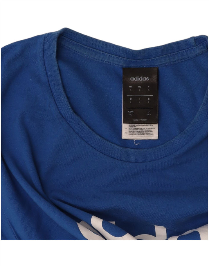 ADIDAS Mens Graphic T-Shirt Top Large Blue Cotton