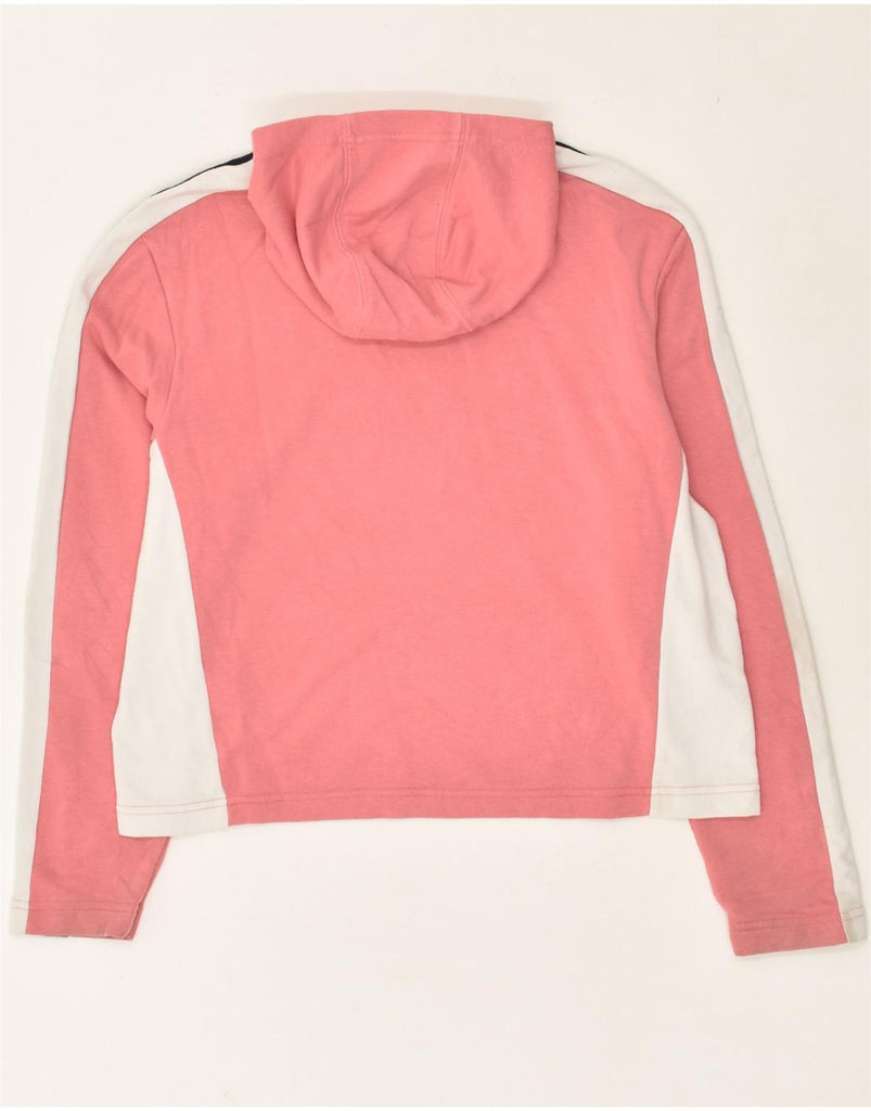 ADIDAS Girls Graphic Hoodie Jumper 14-15 Years Pink Colourblock Cotton | Vintage Adidas | Thrift | Second-Hand Adidas | Used Clothing | Messina Hembry 