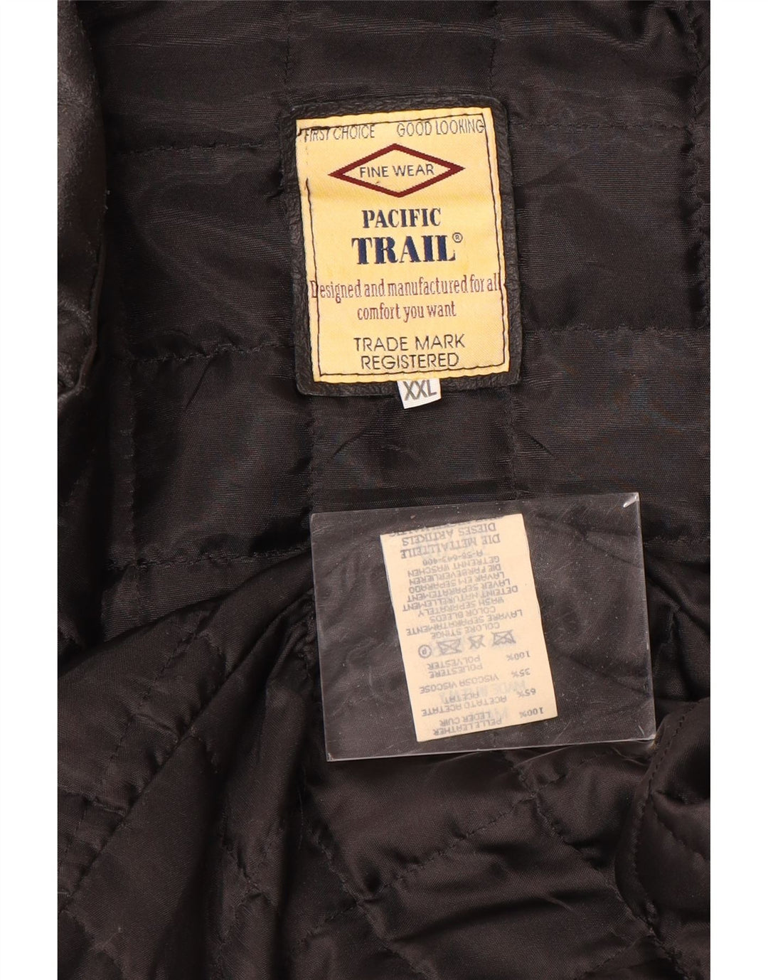 Pacific Trail Mens Leather Jacket UK 44 2XL Black Leather