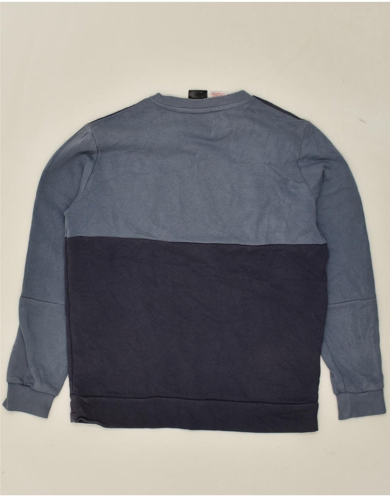 ADIDAS Boys Graphic Sweatshirt Jumper 13-14 Years Navy Blue Colourblock | Vintage Adidas | Thrift | Second-Hand Adidas | Used Clothing | Messina Hembry 