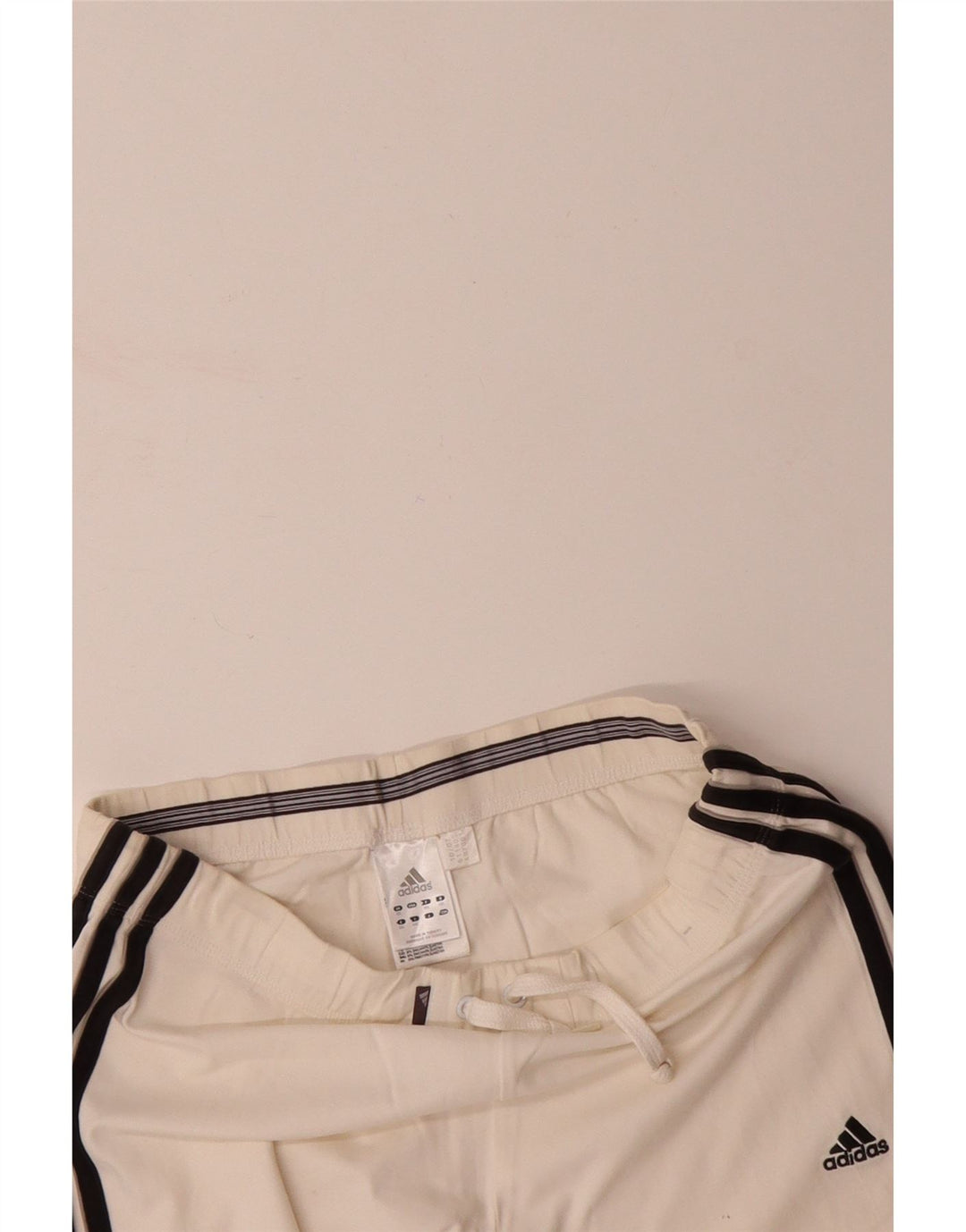 ADIDAS Womens Tracksuit Trousers UK 12 Medium  Off White Cotton