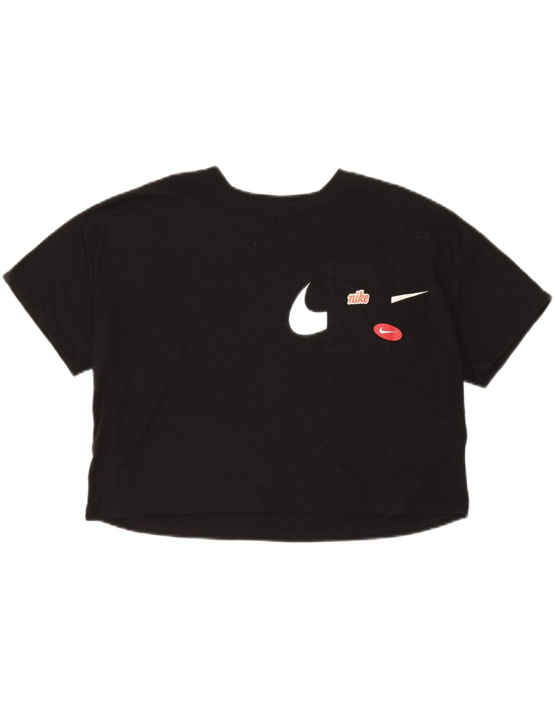 Nike Womens Dri Fit Crop Oversized Graphic T-Shirt Top UK 14 Medium Black