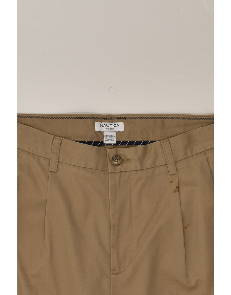 NAUTICA Mens Rigger Pegged Casual Trousers W33 L28 Beige Cotton | Vintage Nautica | Thrift | Second-Hand Nautica | Used Clothing | Messina Hembry 