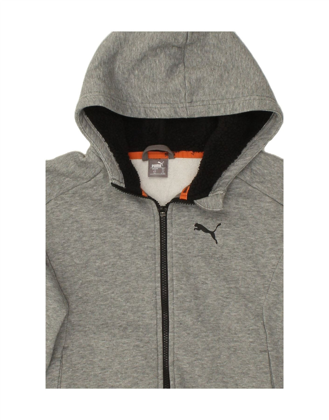 PUMA Boys Graphic Zip Hoodie Sweater 9-10 Years Grey Cotton Vintage Puma and Second-Hand Puma from Messina Hembry 