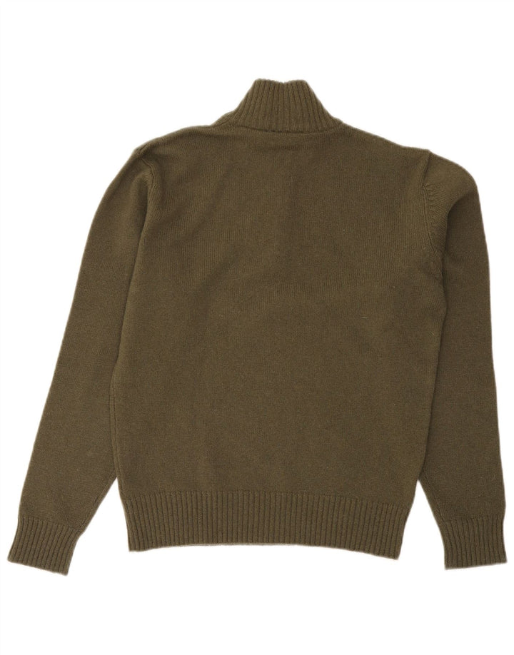 Fila Mens Zip Neck Jumper Sweater Small Khaki Wool