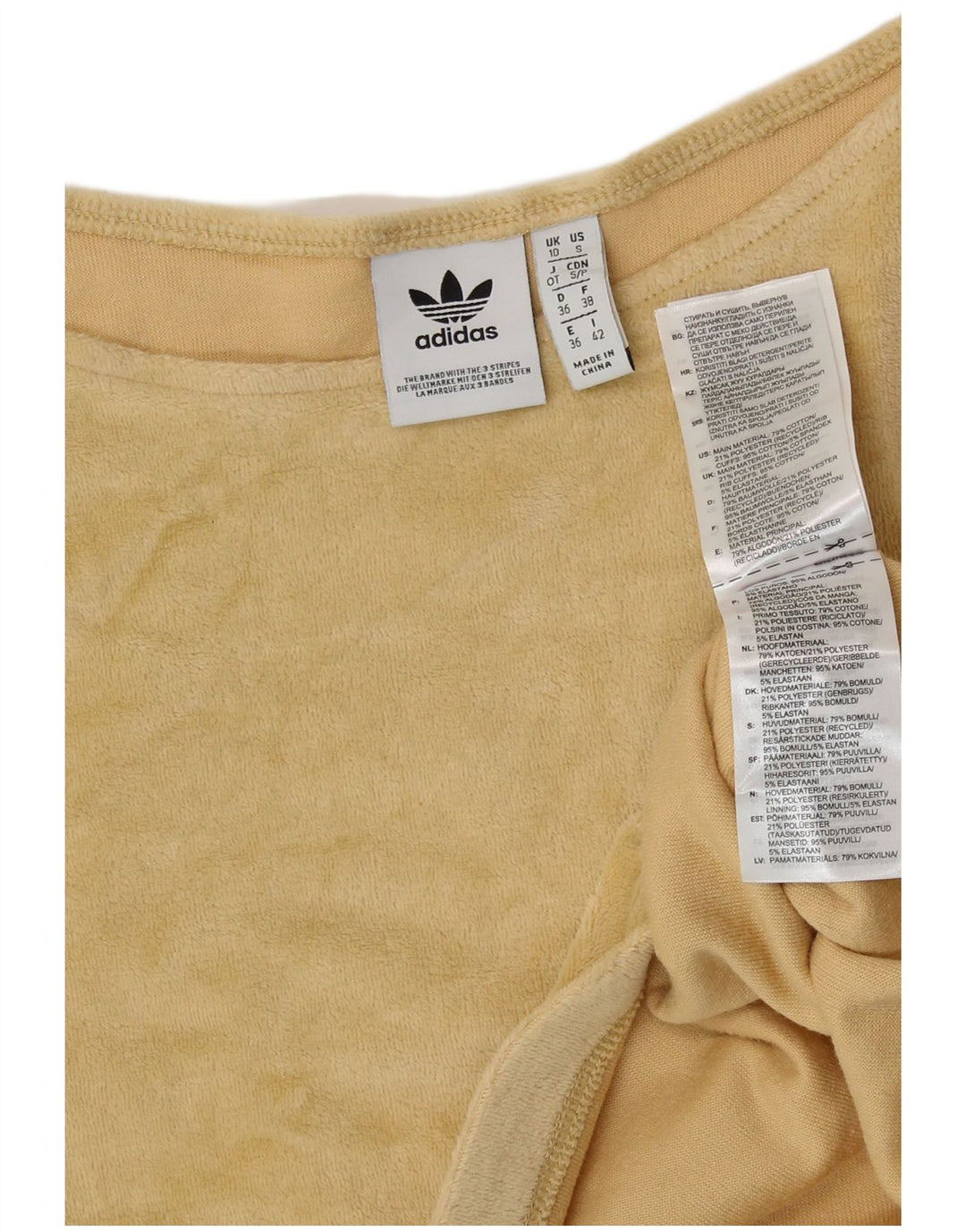 ADIDAS Womens Crop Oversized Off Shoulder Top UK 10 Small Yellow Cotton