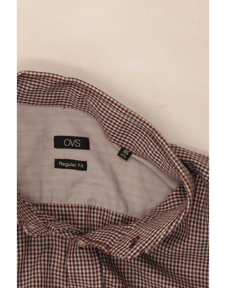 OVS Mens Regular Fit Shirt Size 45 17 3/4 XL Multicoloured Gingham Cotton