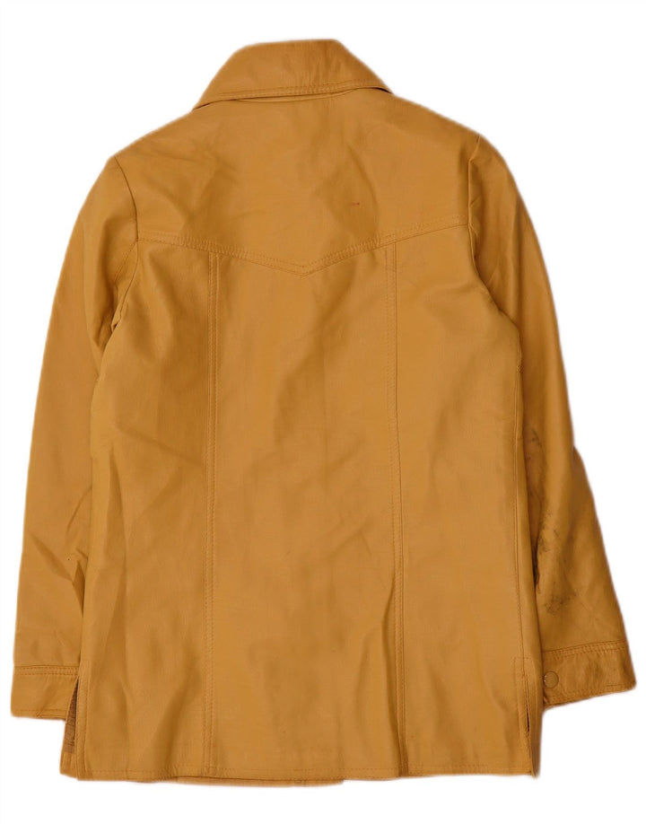Vintage Womens Leather Jacket UK 8 Small Yellow