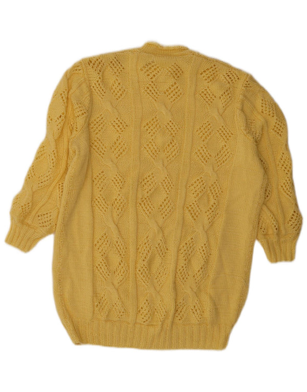 Vintage Womens Longline Turtle Neck Jumper Sweater UK 14 Large Yellow